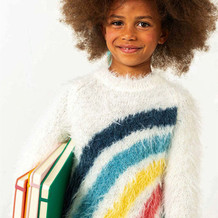 简单彩虹条纹儿童棒针嵌花毛衣图案