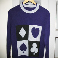 幸福的扑克牌 男士棒针简单图案羊绒毛衣