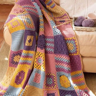 色彩斑斓漂亮的钩针拼花毯