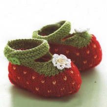 Strawberry Shoes草莓宝宝鞋 Q萌水果主题棒针扣襻婴儿鞋