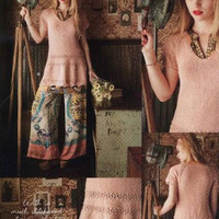 Lacy Raglan Tunic海棠 浪漫柔美蕾絲邊棒針插肩短袖上衣