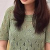 领子很有特点的云素亚麻女士棒针复古短袖