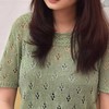 領子很有特點的云素亞麻女士棒針復古短袖