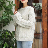倾慕 休闲宽松落肩袖女士棒针马海毛衣编织视频教程