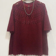 云帛真絲女士旗袍領鉤針上衣