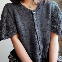 風(fēng)漣 女士棒針真絲短袖開衫