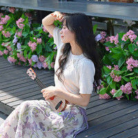 流螢 云帛真絲蕾絲花樣女士棒針短袖