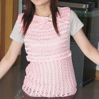 领口蝴蝶结女士钩针无袖套衫