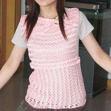 领口蝴蝶结女士钩针无袖套衫