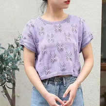 风车茉莉 简约大方中短款女士棒针短袖编织视频教程