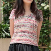 彩點段染女士棒針V領無袖套衫