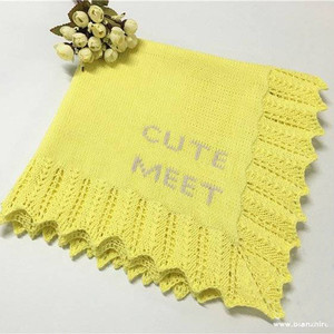 cute meet 實用鏤空蕾絲邊棒針寶寶蓋毯