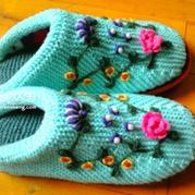 毛线编织拖鞋教程，钩针编织拖鞋花样，钩针编织拖鞋的方法