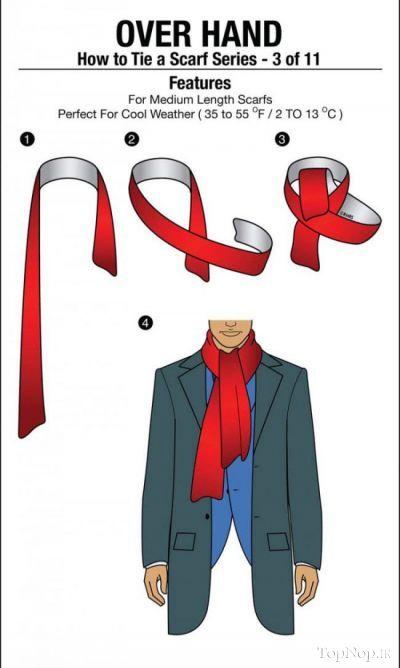 简单易学男士围巾的各种围法之11种长围巾的系法图解