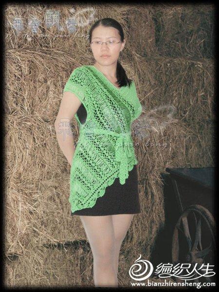 看图仿衣之“绿蓑衣” 夏季女士毛线编织毛衣教程-编织教程-编织人生
